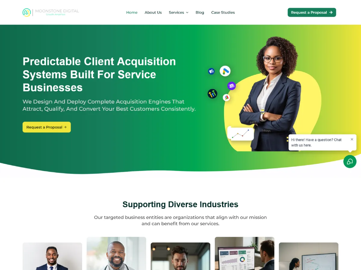 Moonstone Digital website screenshot — project by Johnnybits
